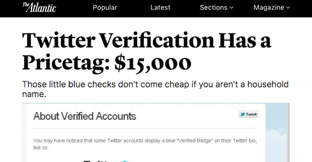 Twitter Verification Pricetag