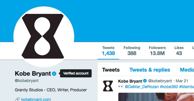Kobe Bryant Verified Twitter