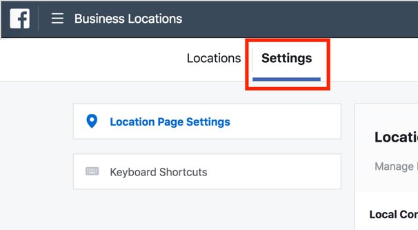 Facebook Page Location Settings