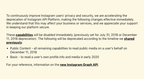 Instagram API Deprecated